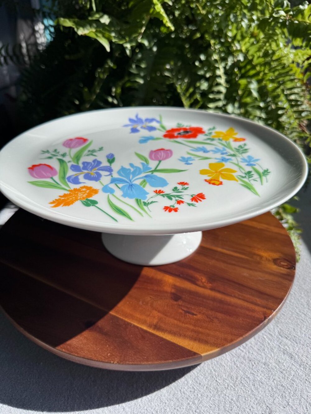 Vintage Heinrich & Co Selb Bavaria Primavera Pattern Cake Pedestal Stand